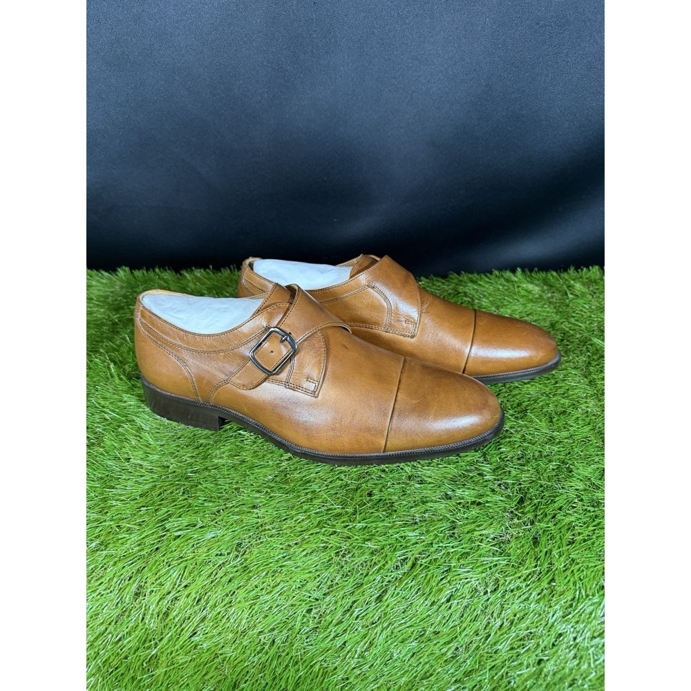 Johnston Murphy Single Monk Strap Cap Toe Dress Shoe Mens Size 9 Brown Cognac
